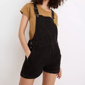 Madewell Adirondack Short Overalls in Washed Black